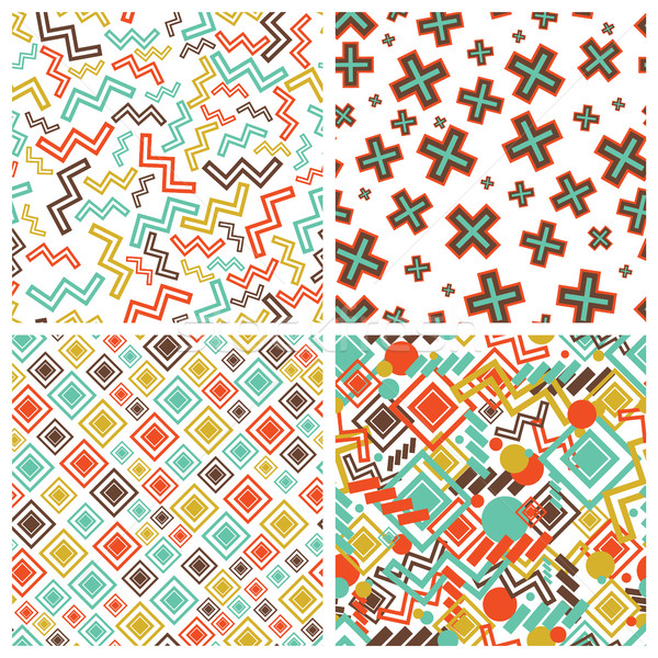 flat geometric shapes in seamless pattern Stock photo © Vanzyst