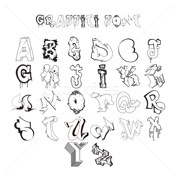 Graffiti Font Alphabet Letters Hip Hop Grafitti Design Vector Illustration C Vanzyst Stockfresh