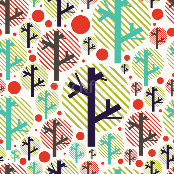 Seamless handwork pattern with colorful trees and circles Stock photo © Vanzyst