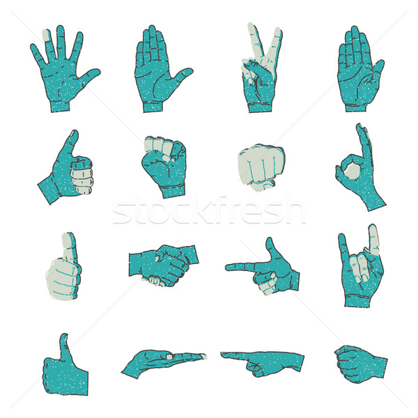 Hand Symbol Grunge Farbe Silhouette Set Stock foto © Vanzyst