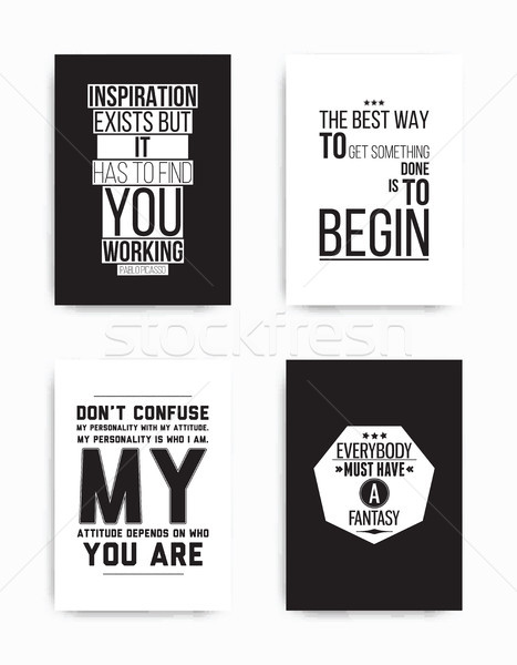 Szett plakátok idézet négy motivációs népszerű Stock fotó © Vanzyst