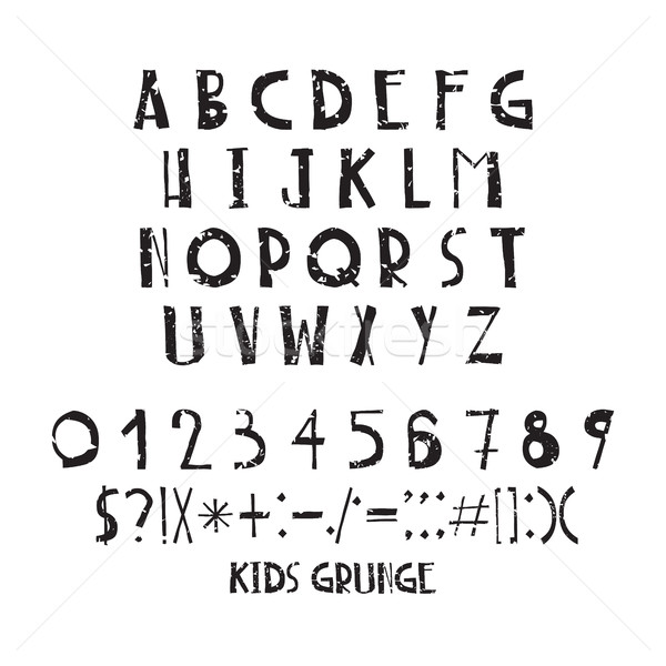 Funny children simple negligent letters, grunge kid Stock photo © Vanzyst