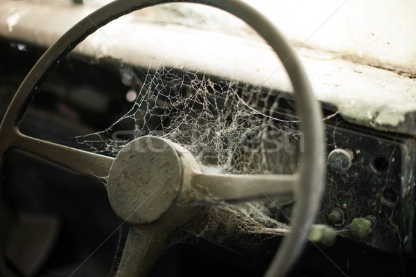 Kerék gépek elhagyatott régi autó autó erdő Stock fotó © Vanzyst