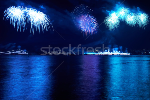 Colorato fuochi d'artificio blu nero cielo felice Foto d'archivio © vapi