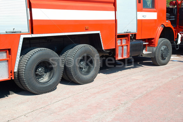 Carro de bombeiros vermelho em pé estrada céu fogo Foto stock © vapi