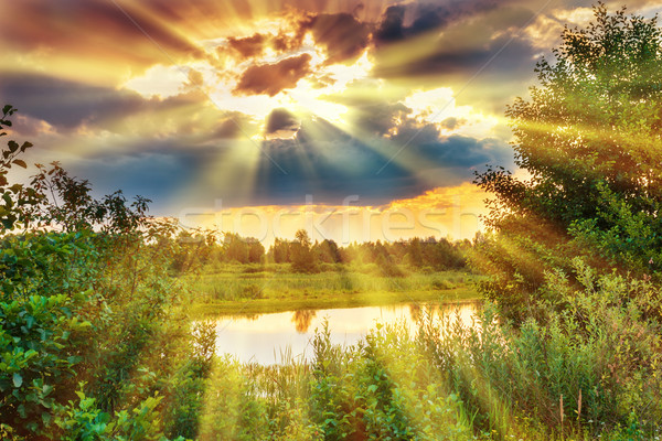 Beautiful sunset above lake Stock photo © vapi