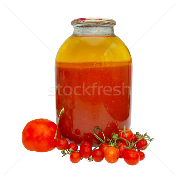 Fresh and bottled tomatoes in jar isolated on white. Stock photo © vapi