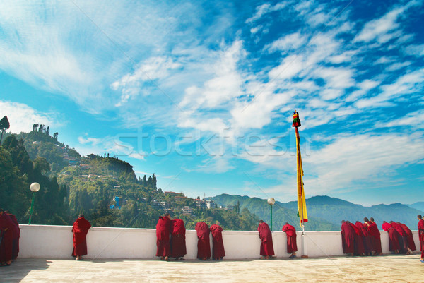 Foto stock: Indiano · mosteiro · vermelho · viajar · grupo · adorar