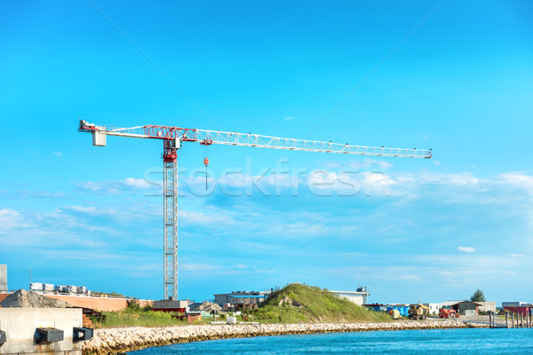 Gebouw kraan zee eiland huis bouw Stockfoto © vapi