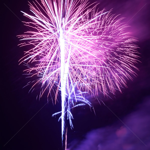 Stock photo: Blue colorful fireworks