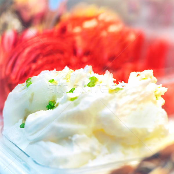 Delicious white and red ice cream gelato Stock photo © vapi