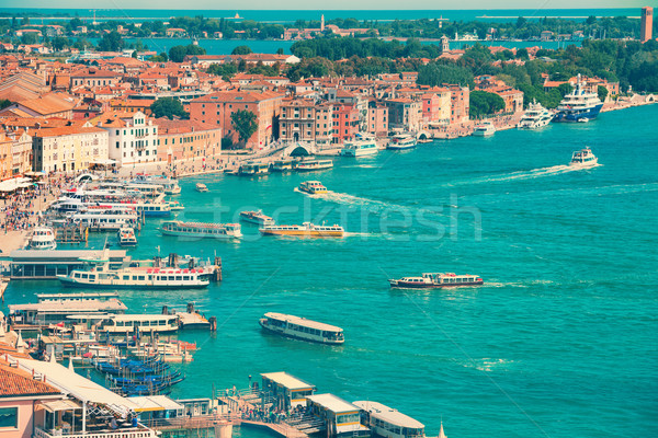 Stock photo: View from Campanile bell tower on boats and ships in Grand Canal
