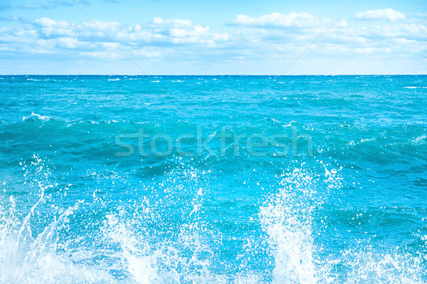 Foto stock: Grande · onda · azul · mar · surfar · espuma