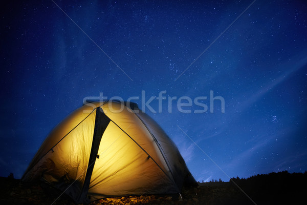 желтый кемпинга палатки звезды ночь Сток-фото © vapi