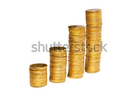 Sütunlar altın madeni para yalıtılmış beyaz arka plan Stok fotoğraf © vapi