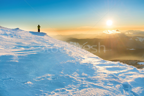 男 見える 美しい 日没 太陽 冬 ストックフォト © vapi