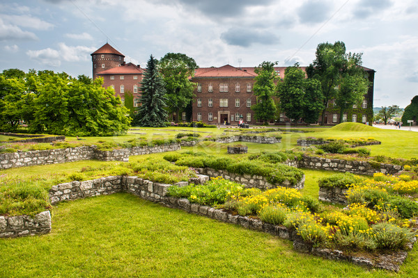 Cathédrale cracovie Pologne vert pelouse bâtiment Photo stock © vapi