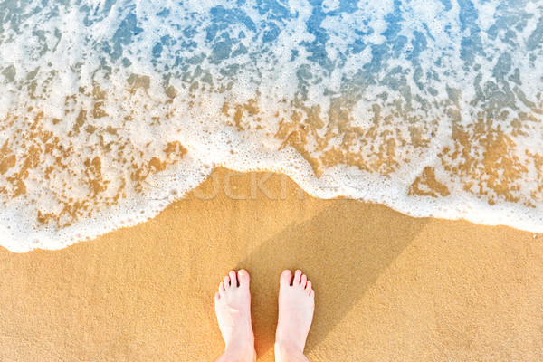 Woman's feet on yellow beach sand Stock photo © vapi