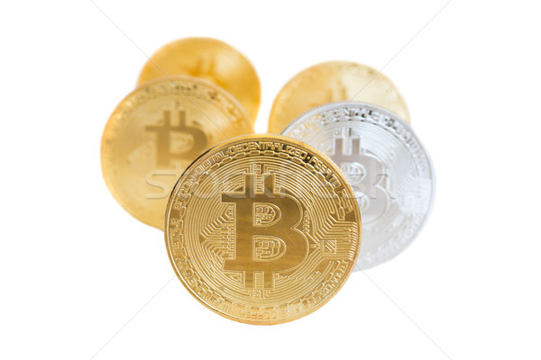 Stack of golden bitcoins Stock photo © vapi