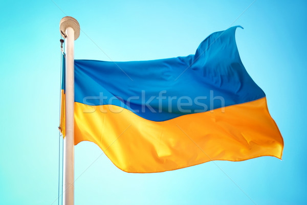 Zászló kék citromsárga égbolt fény felirat Stock fotó © vapi