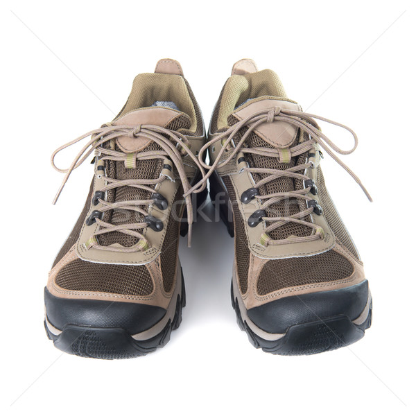 Pár barna edzőcipő fehér izolált divat Stock fotó © vapi