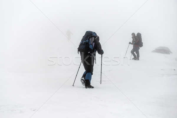 山 ハイキング グループ 吹雪 トレッキング 登山 ストックフォト © vapi