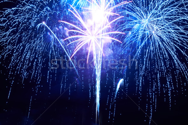 Színes tűzijáték kék fekete égbolt boldog Stock fotó © vapi