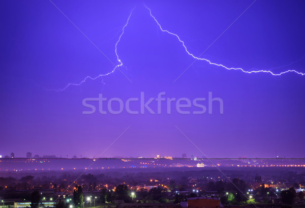 Storm with lightning in the city Stock photo © vapi