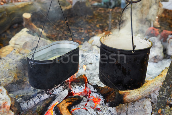 два огня воды продовольствие древесины Сток-фото © vapi