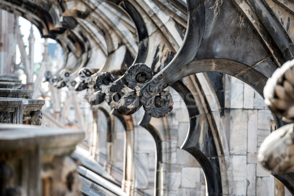 Foto stock: Telhado · famoso · milan · catedral · branco · mármore