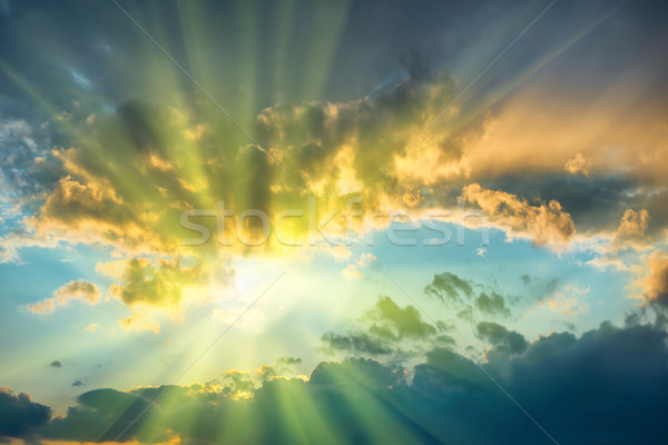 美麗 藍天 太陽 雲 天空 商業照片 © vapi