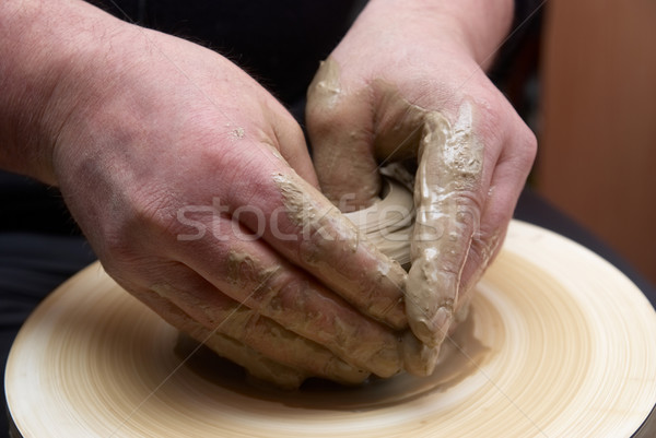 рук глина банка женщины Керамика колесо Сток-фото © vapi