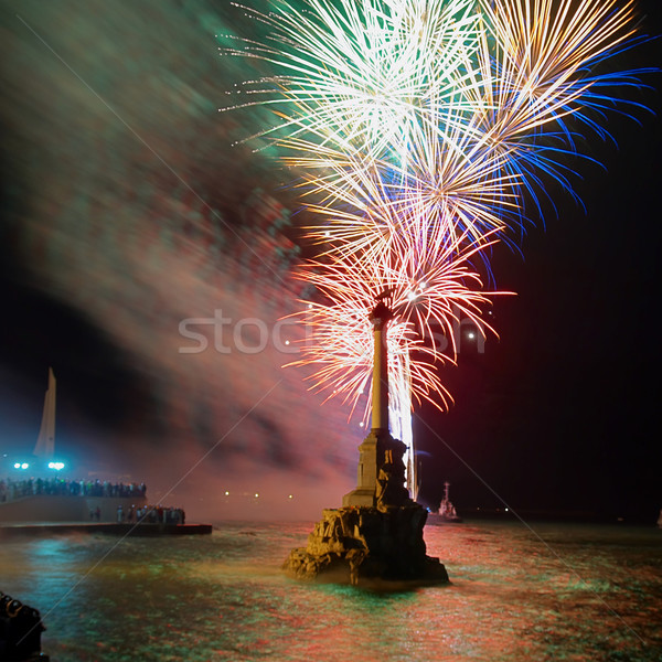 Salute, fireworks above the bay. Stock photo © vapi