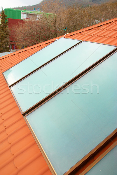 Stock photo: Solar water heating system