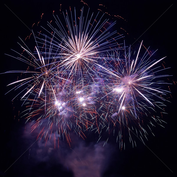 Gyönyörű tűzijáték fekete égbolt boldog fény Stock fotó © vapi