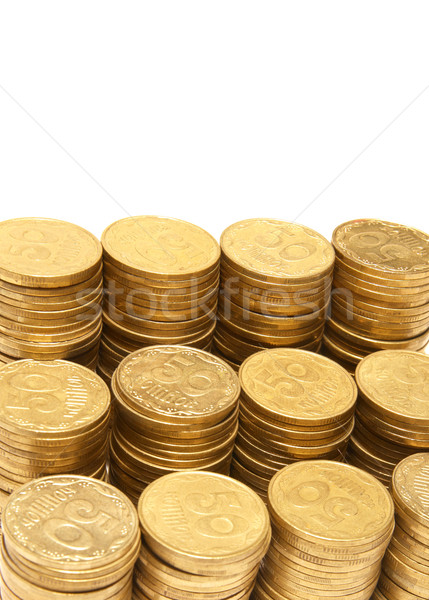 Złoty monet odizolowany biały ceny Zdjęcia stock © vapi