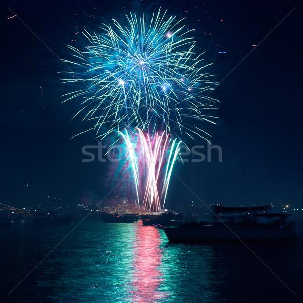 Színes tűzijáték fekete égbolt boldog fény Stock fotó © vapi