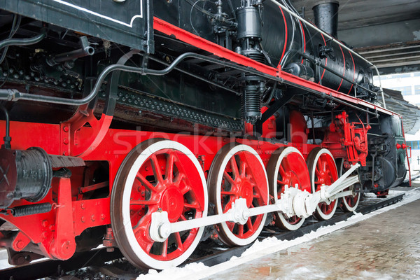 Old black steam locomotive wheels Stock photo © vapi