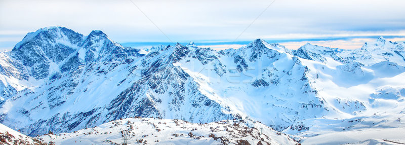 Foto d'archivio: Panorama · montagna · neve · tramonto · sole