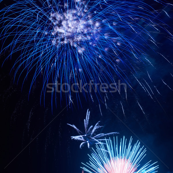 Stock photo: Blue colorful fireworks