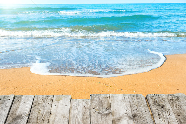 View from wooden desk on tropical beach Stock photo © vapi