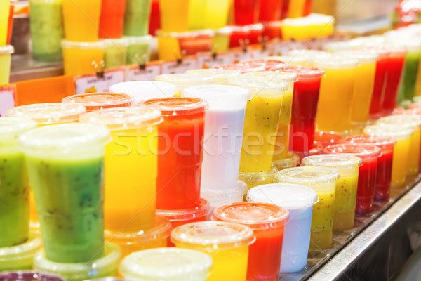 Viele farbenreich Gläser Smoothie Obst Markt Stock foto © vapi