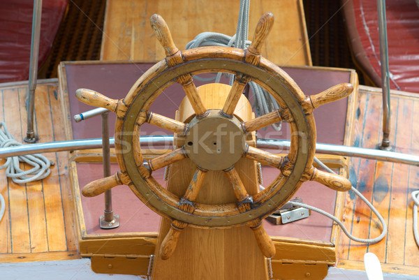 Old boat steering wheel Stock photo © vapi