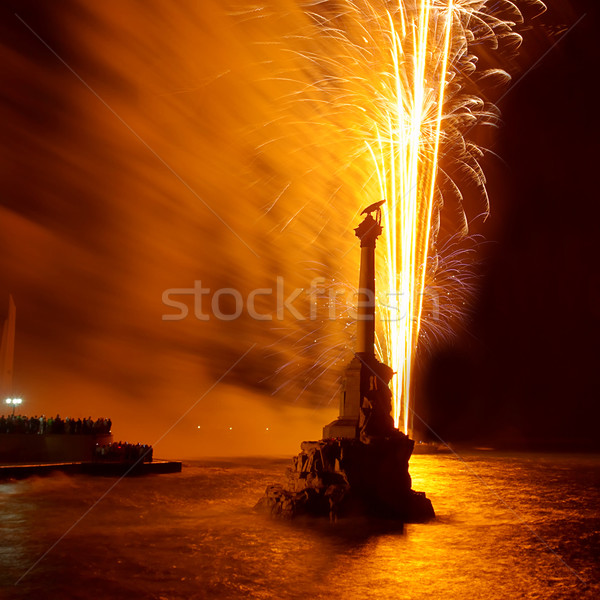 Salute, fireworks above the bay. Sevastopol. Stock photo © vapi