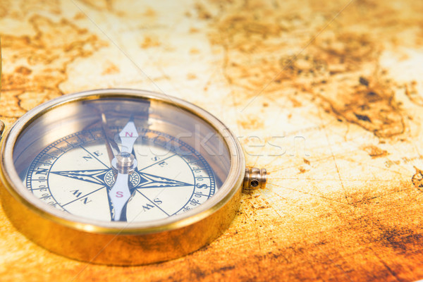 Starej mapy starożytnych kompas starego papieru Pokaż vintage Zdjęcia stock © vapi