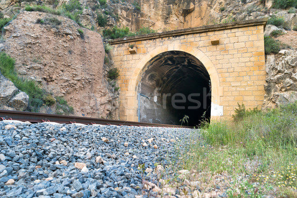 Stock photo: Old train tunnel with railway