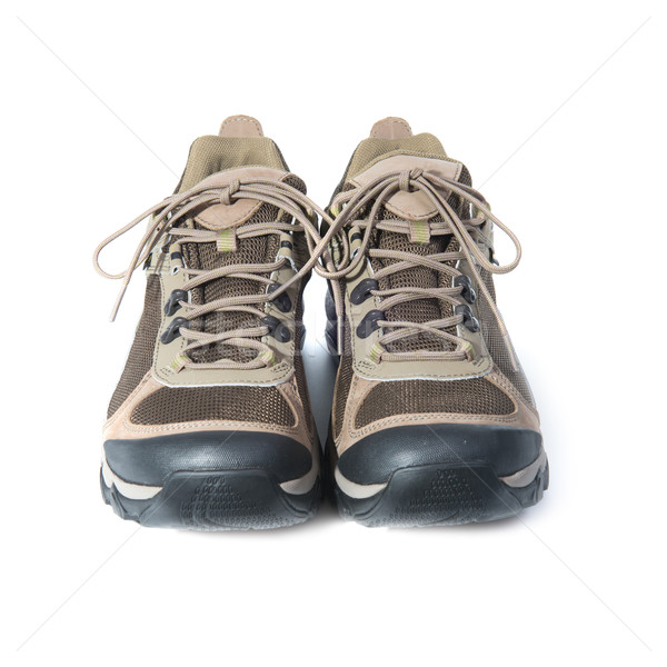 Pár barna edzőcipő fehér izolált divat Stock fotó © vapi