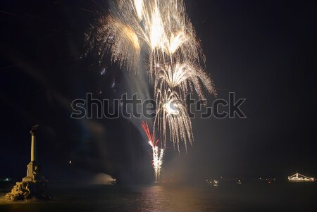 Tűzijáték fölött víz buli boldog munka Stock fotó © vapi