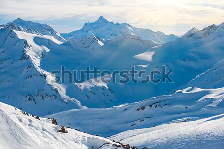 Kék hegyek felhők tél sí üdülőhely Stock fotó © vapi