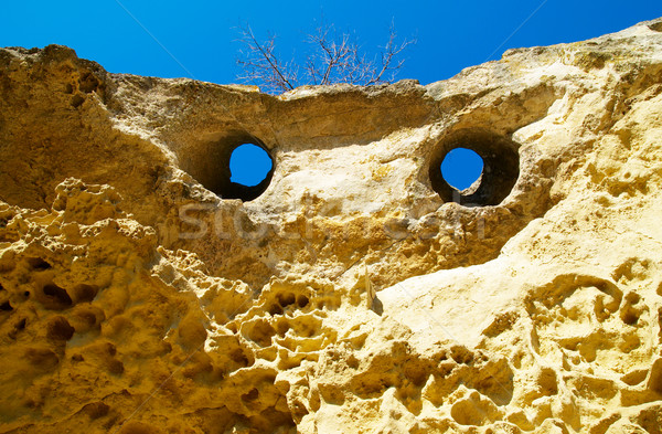 Fa homokkő kövek égbolt szemek nap Stock fotó © vapi